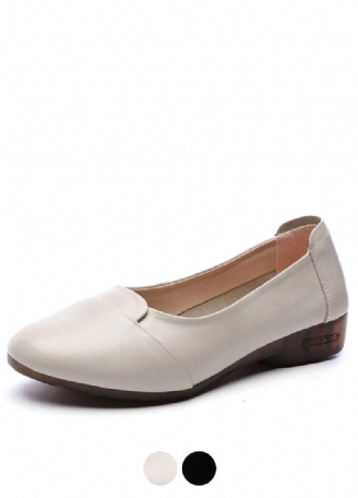 Cher Platt Läder Loafer Slip-on Skor För Kvinnor