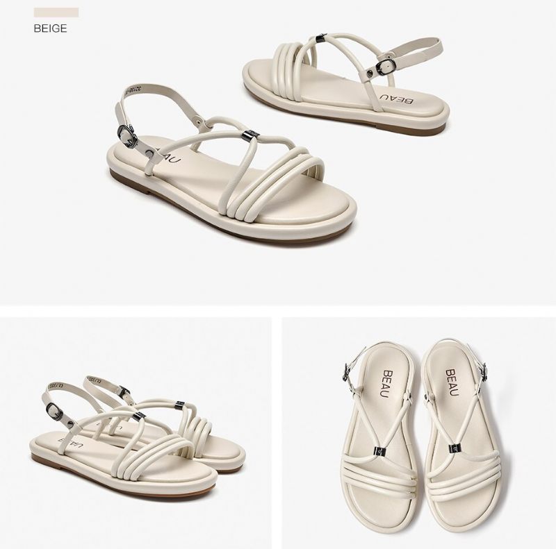 Claritza Lädersandal För Kvinnor - Beige