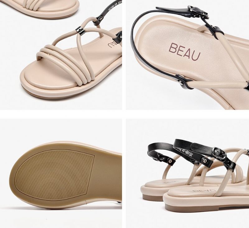 Claritza Lädersandal För Kvinnor - Beige