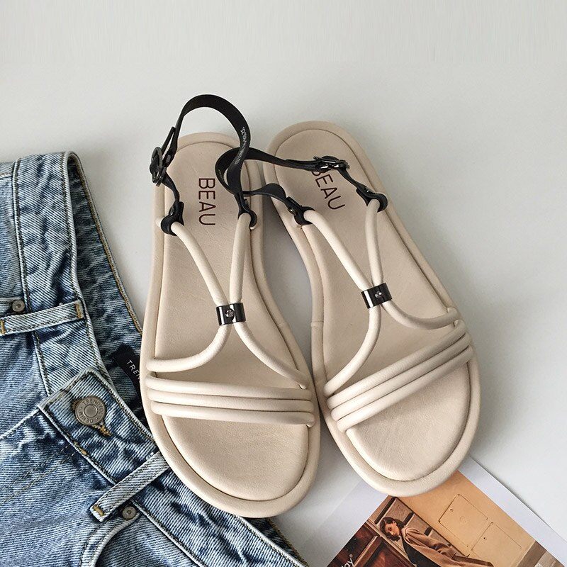 Claritza Lädersandal För Kvinnor - Beige