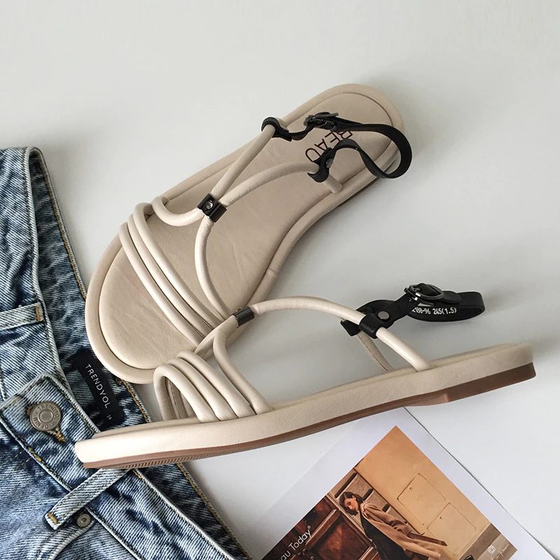 Claritza Lädersandal För Kvinnor - Beige
