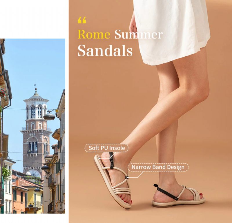 Claritza Lädersandal För Kvinnor - Beige