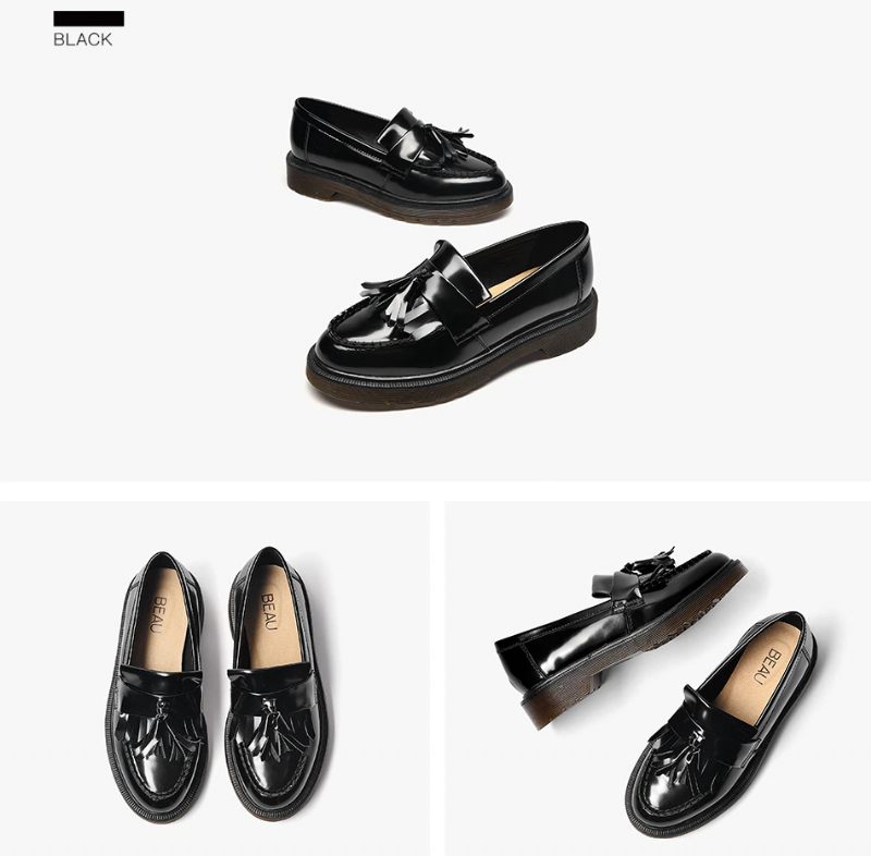 Claudy Flat Loafers För Kvinnor Med Plattform - Svart