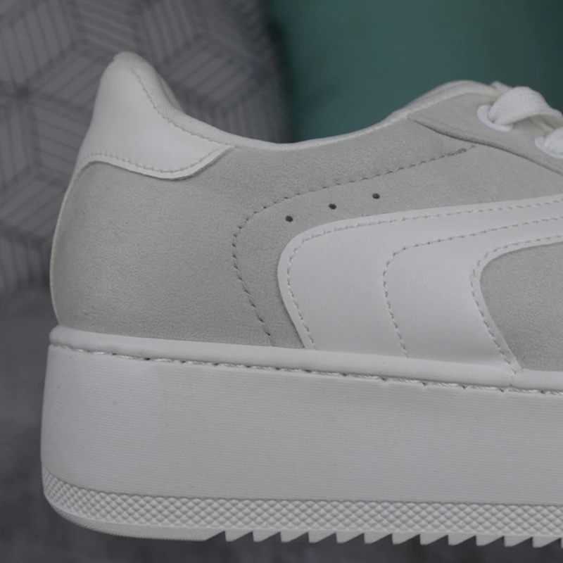 Cleo Plataform Canvas Sneaker Med Snörning För Kvinnor - Grå