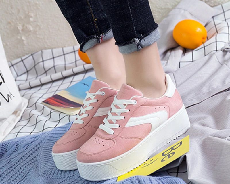 Cleo Plataform Canvas Sneaker Med Snörning För Kvinnor - Grå