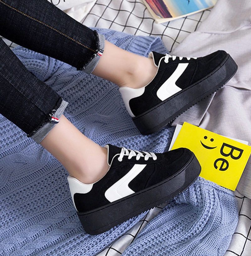 Cleo Plataform Canvas Sneaker Med Snörning För Kvinnor - Grå