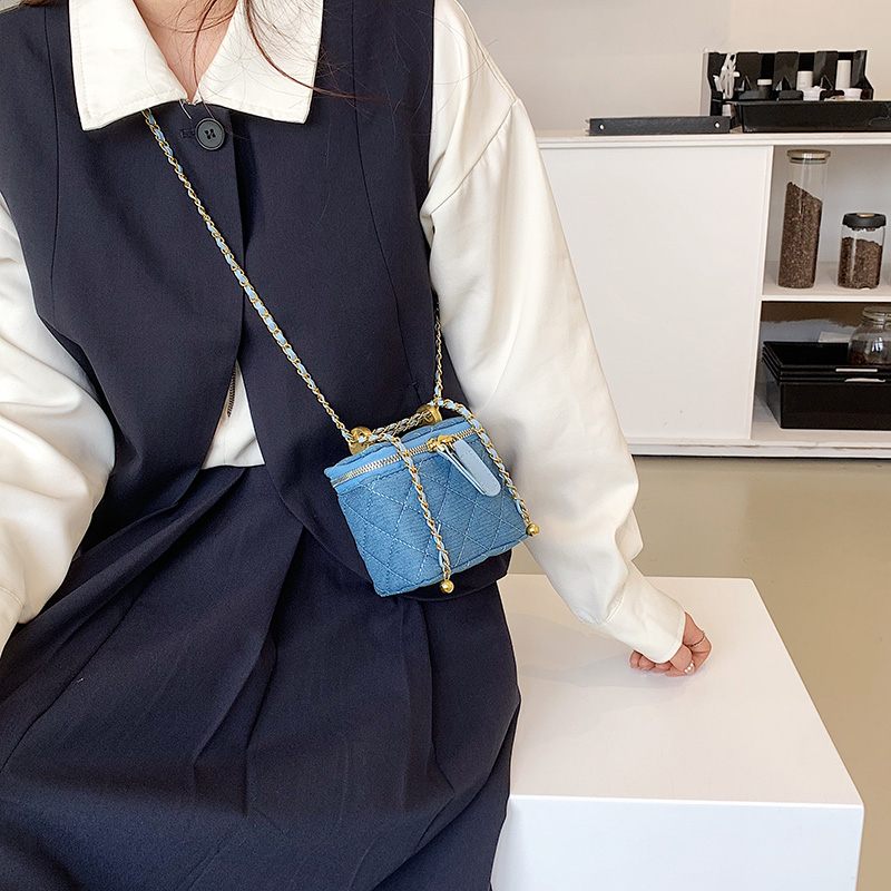 Collin Kviltad Mini Crossbody-handväska För Kvinnor - Blå