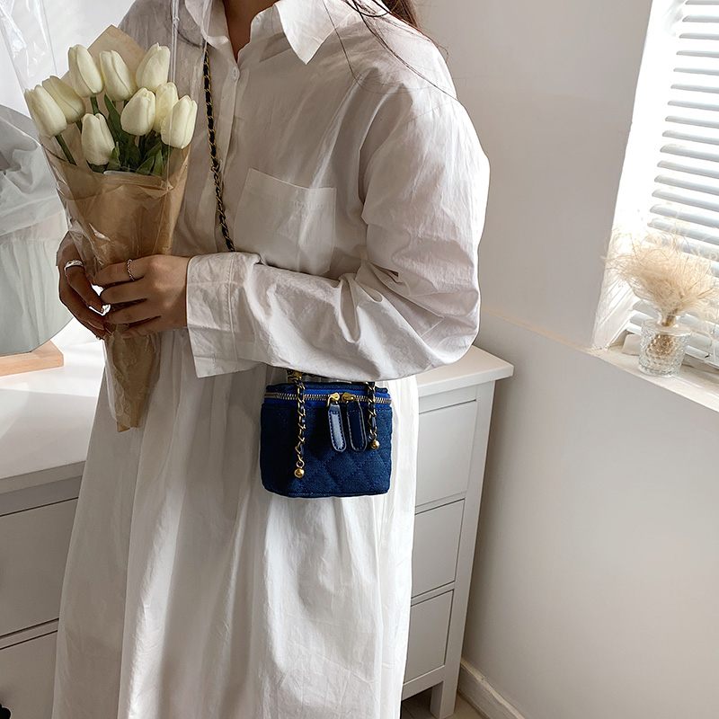 Collin Kviltad Mini Crossbody-handväska För Kvinnor - Blå
