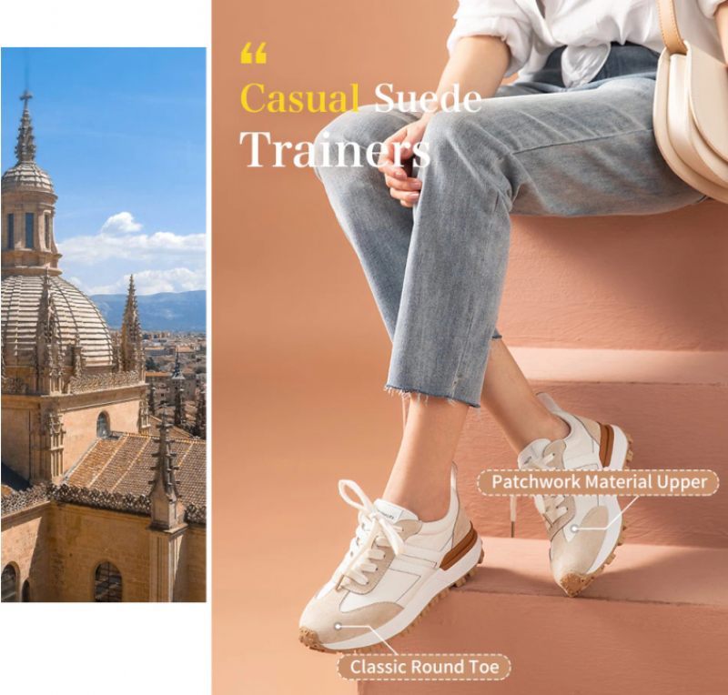 Colombo Sneaker I Mocka För Kvinnor - Aprikos