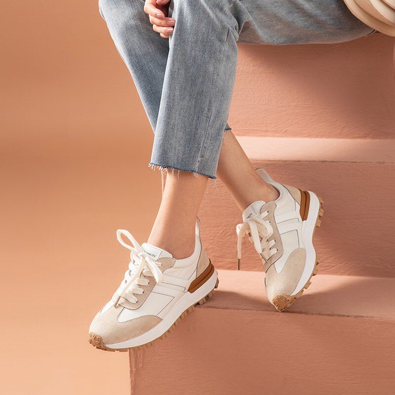 Colombo Sneaker I Mocka För Kvinnor - Aprikos