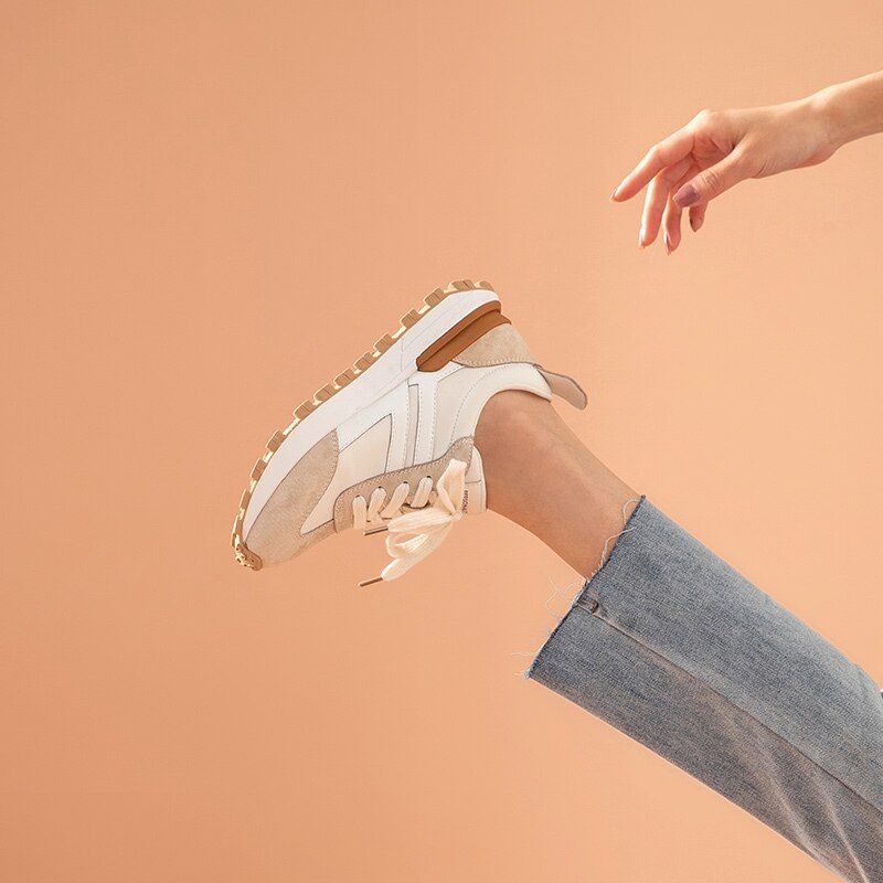 Colombo Sneaker I Mocka För Kvinnor - Aprikos