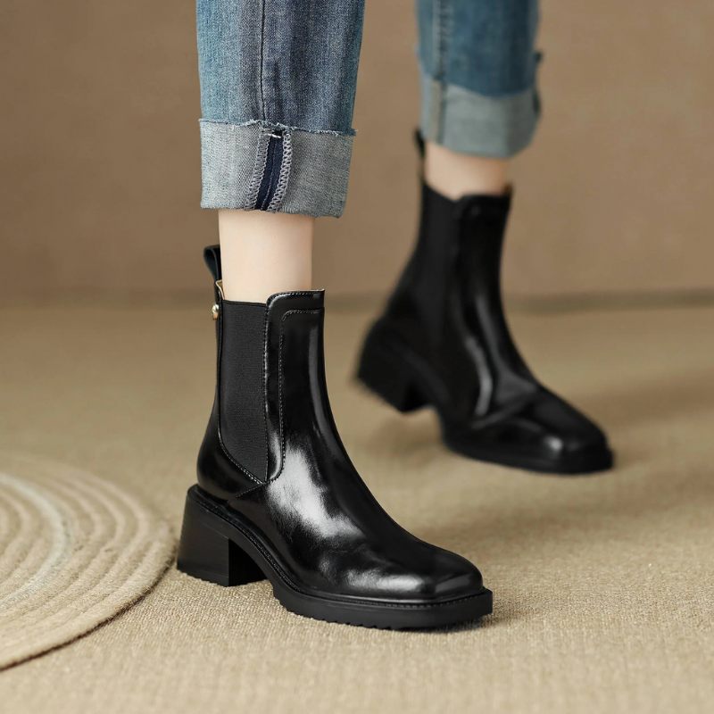 Corey Tjocka Klackar För Kvinnor Höst Chelsea Boots - Svart
