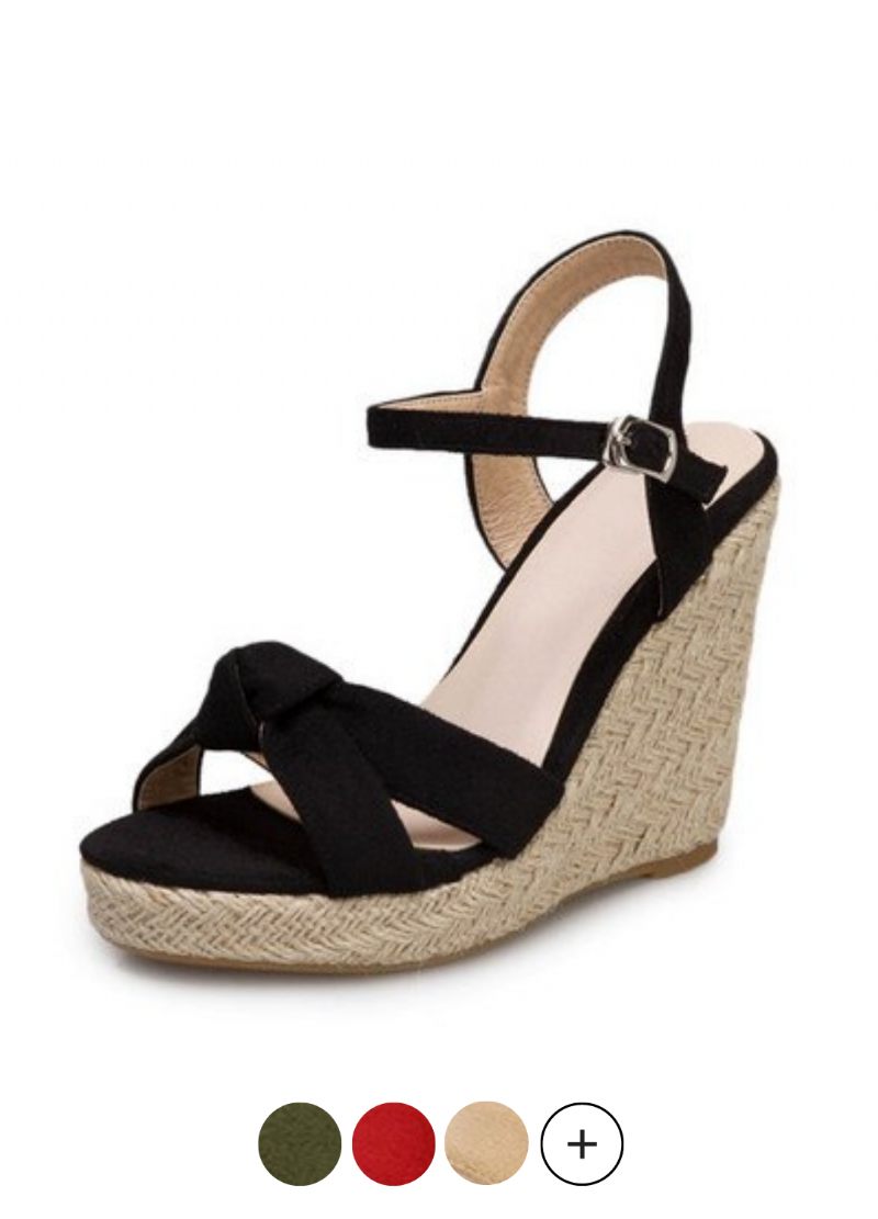Creta Dam Elegant Wedge Black Sandal