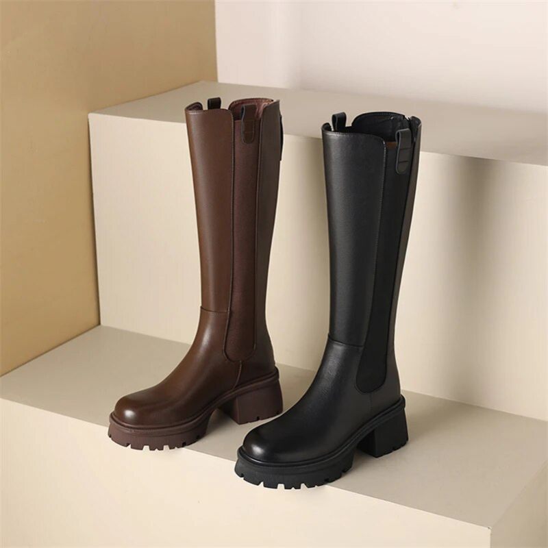 Cristel Chelsea Long Autumn Boots För Kvinnor - Brun