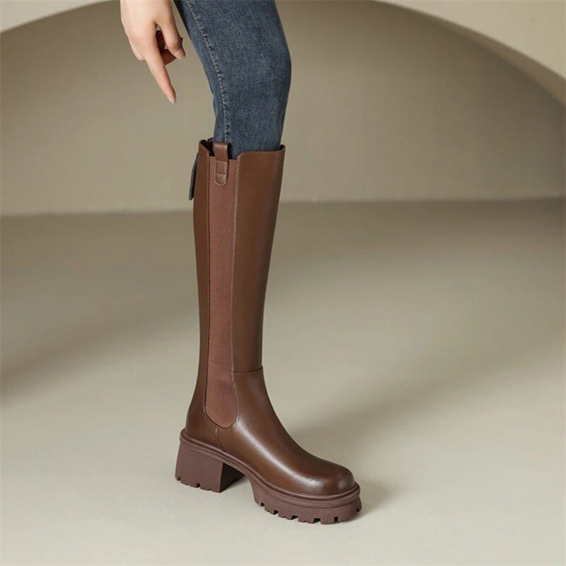 Cristel Chelsea Long Autumn Boots För Kvinnor - Brun