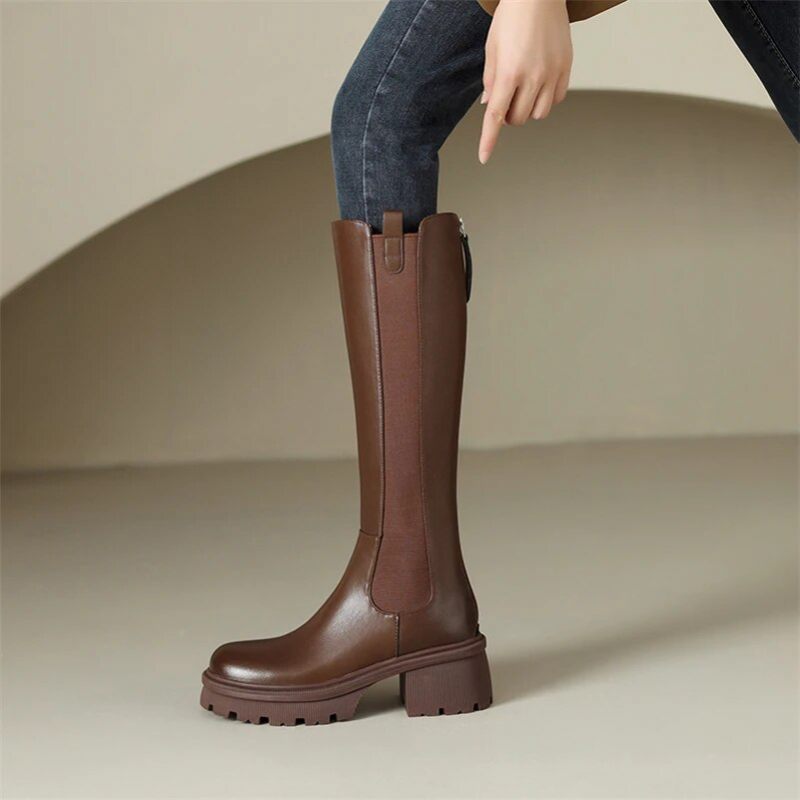 Cristel Chelsea Long Autumn Boots För Kvinnor - Brun