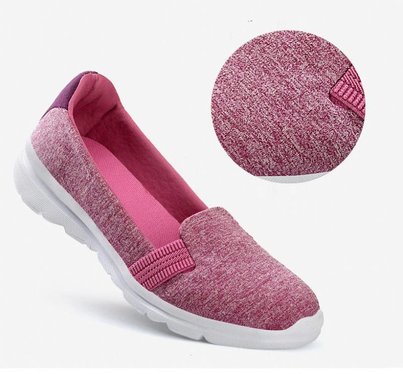 Dagliga Kvinnors Mjuka Andningsbara Mesh Casual Flat Loafers Skor - Rosa