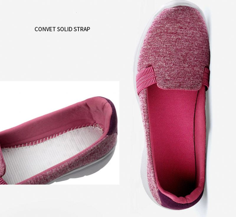 Dagliga Kvinnors Mjuka Andningsbara Mesh Casual Flat Loafers Skor - Rosa