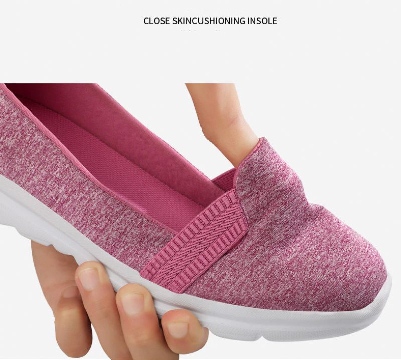 Dagliga Kvinnors Mjuka Andningsbara Mesh Casual Flat Loafers Skor - Rosa