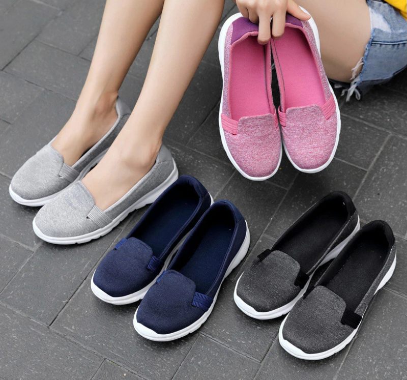 Dagliga Kvinnors Mjuka Andningsbara Mesh Casual Flat Loafers Skor - Rosa