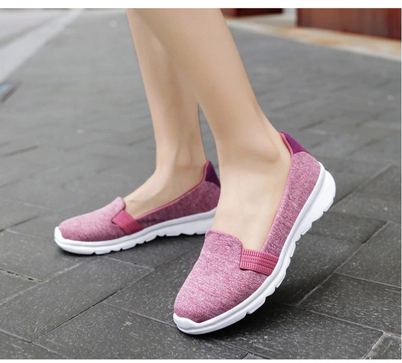 Dagliga Kvinnors Mjuka Andningsbara Mesh Casual Flat Loafers Skor - Rosa