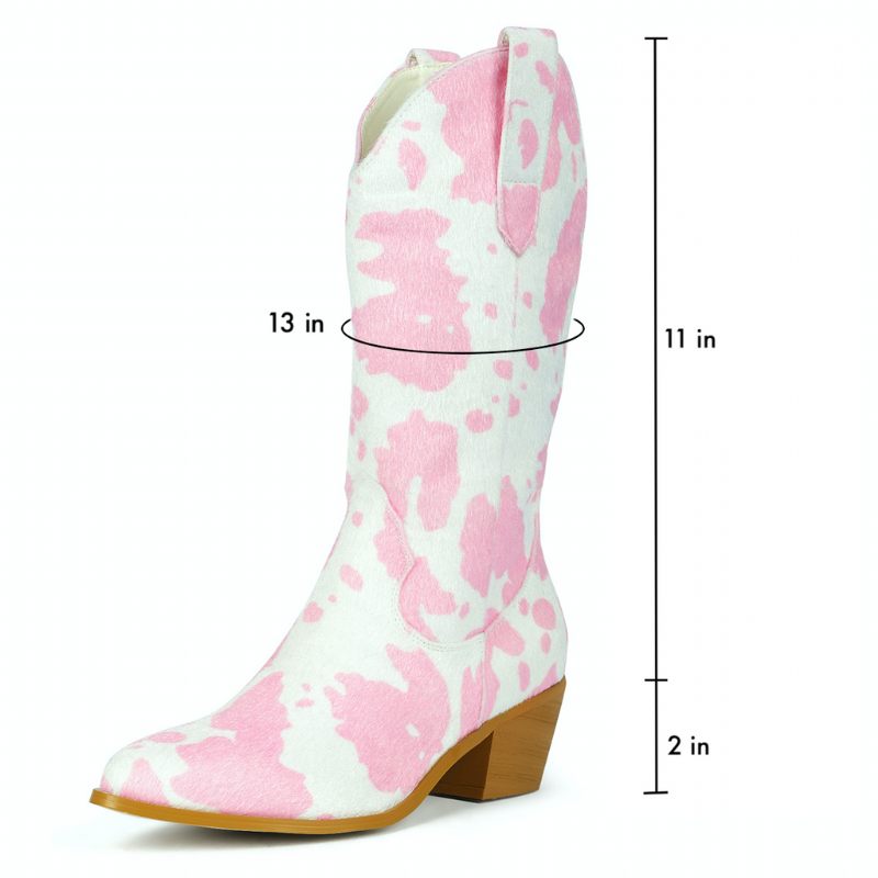 Darana Slip-on Mid Calf Westernstövlar För Kvinnor - Rosa