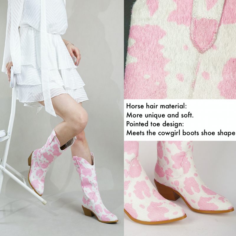Darana Slip-on Mid Calf Westernstövlar För Kvinnor - Rosa