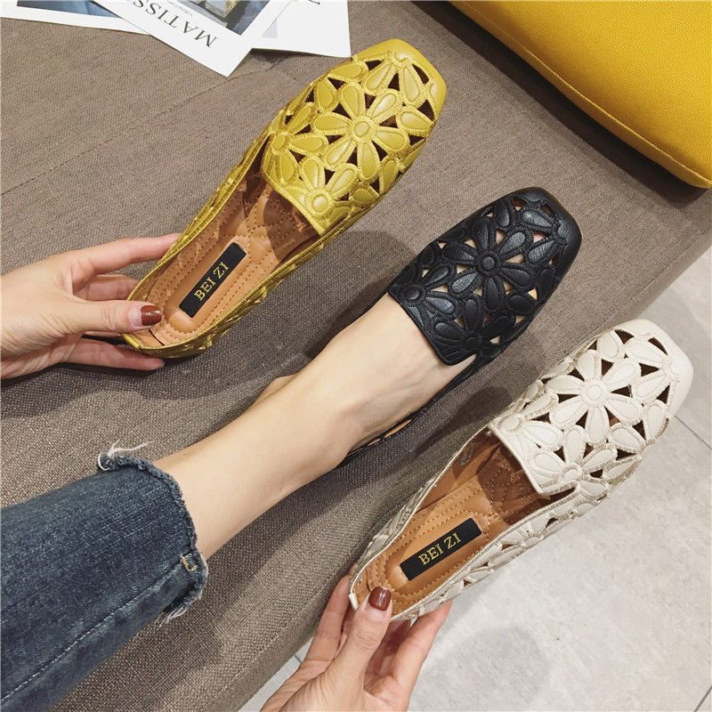 Delu Loafer Skor I Läder För Kvinnor - Beige Hollow
