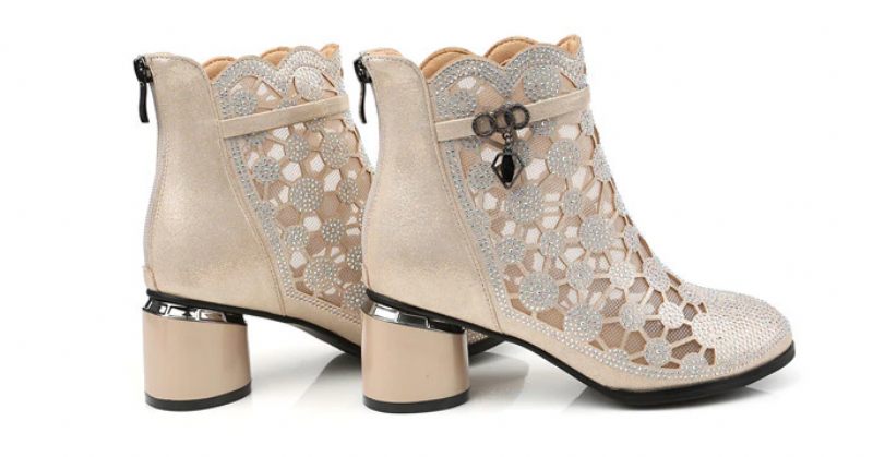 Dianne Mesh Rhinestones Modestövlar För Kvinnor - Svart
