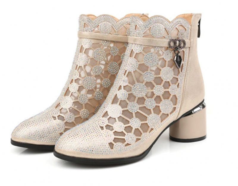 Dianne Mesh Rhinestones Modestövlar För Kvinnor - Svart