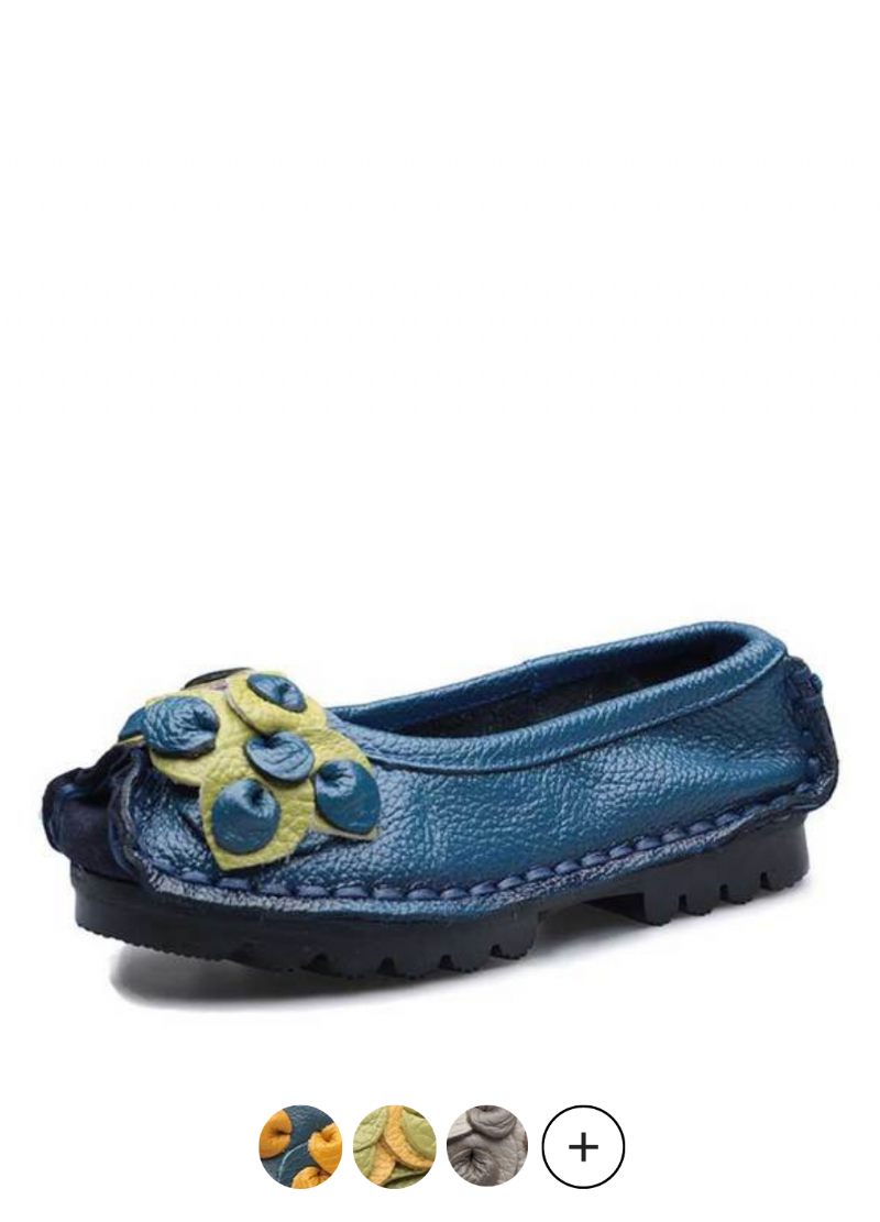 Dina Platt Läder Loaferskor För Kvinnor