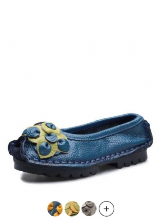 Dina Platt Läder Loaferskor För Kvinnor