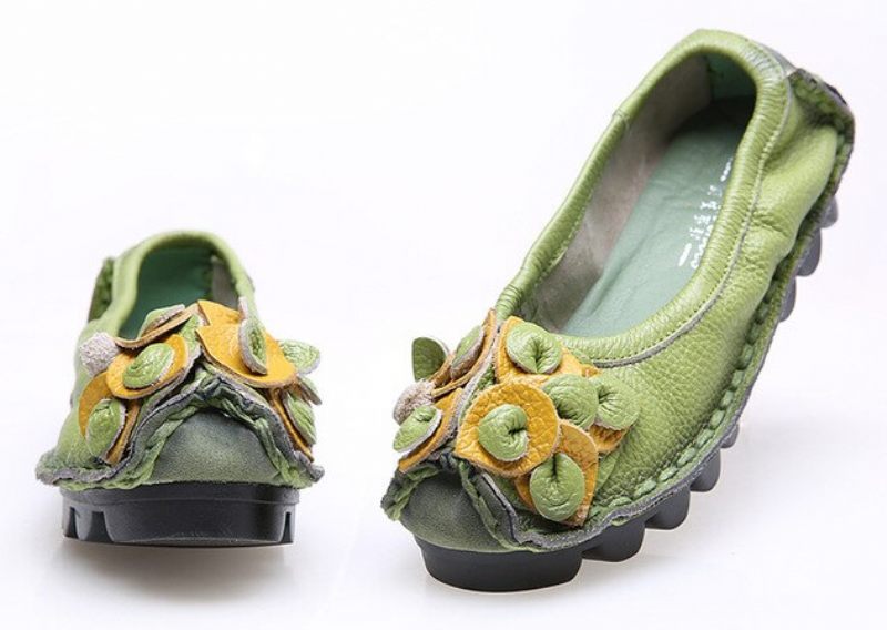 Dina Platt Läder Loaferskor För Kvinnor - Blå