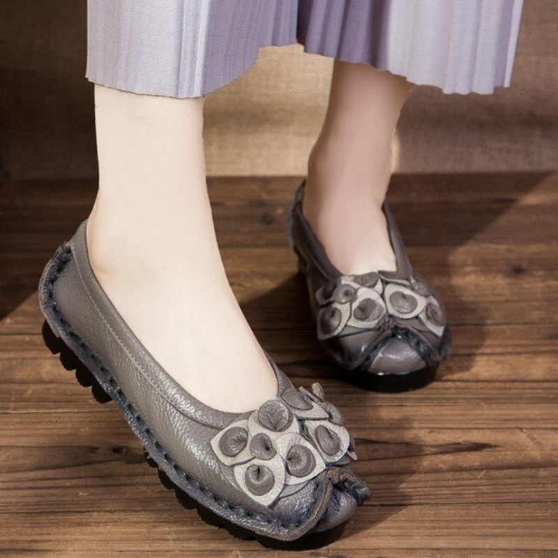 Dina Platt Läder Loaferskor För Kvinnor - Blå