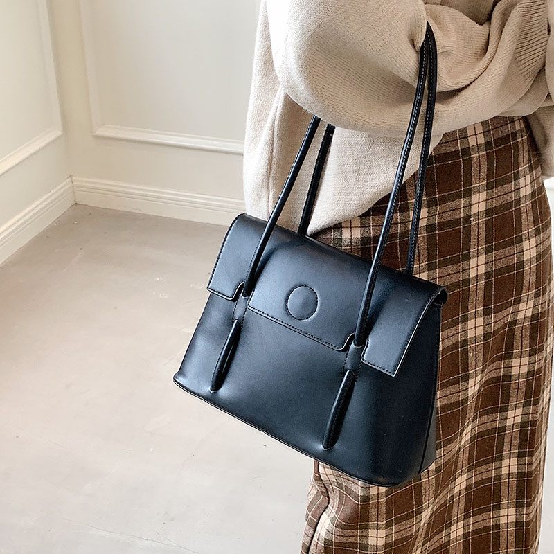 Duff Luxury Designer Small Tote Handväska För Kvinnor - Svart