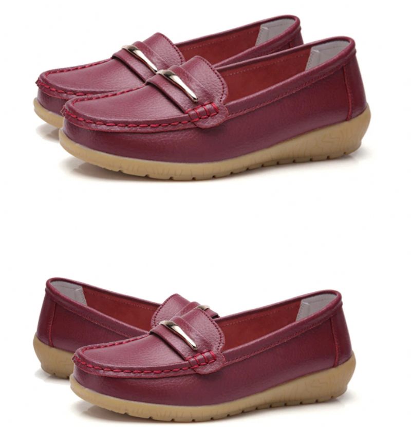Edna Damskor I Äkta Läder Svart Flat Loafer Vår Höst - Svart