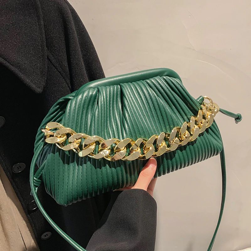 Eimy Crossbody-handväska Med Tjock Kedja För Kvinnor - Stor Grön