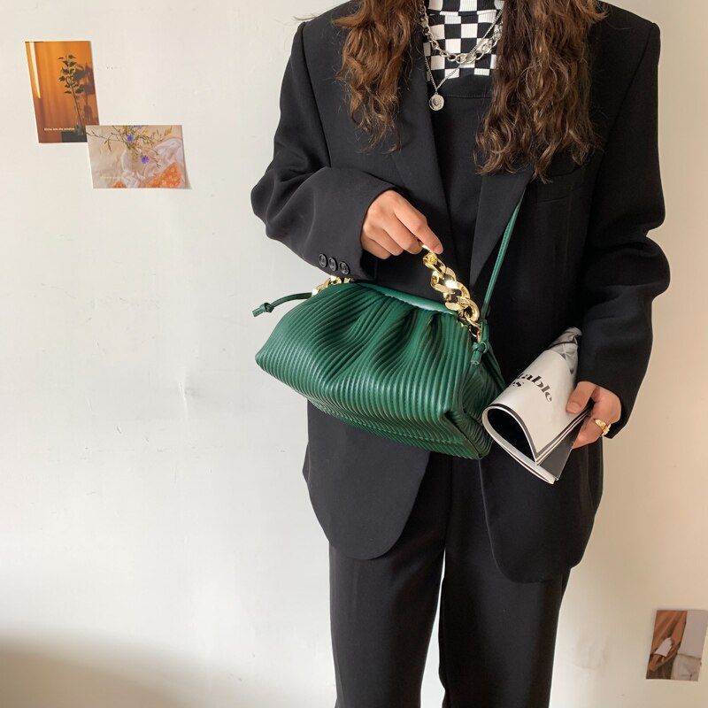 Eimy Crossbody-handväska Med Tjock Kedja För Kvinnor - Stor Grön