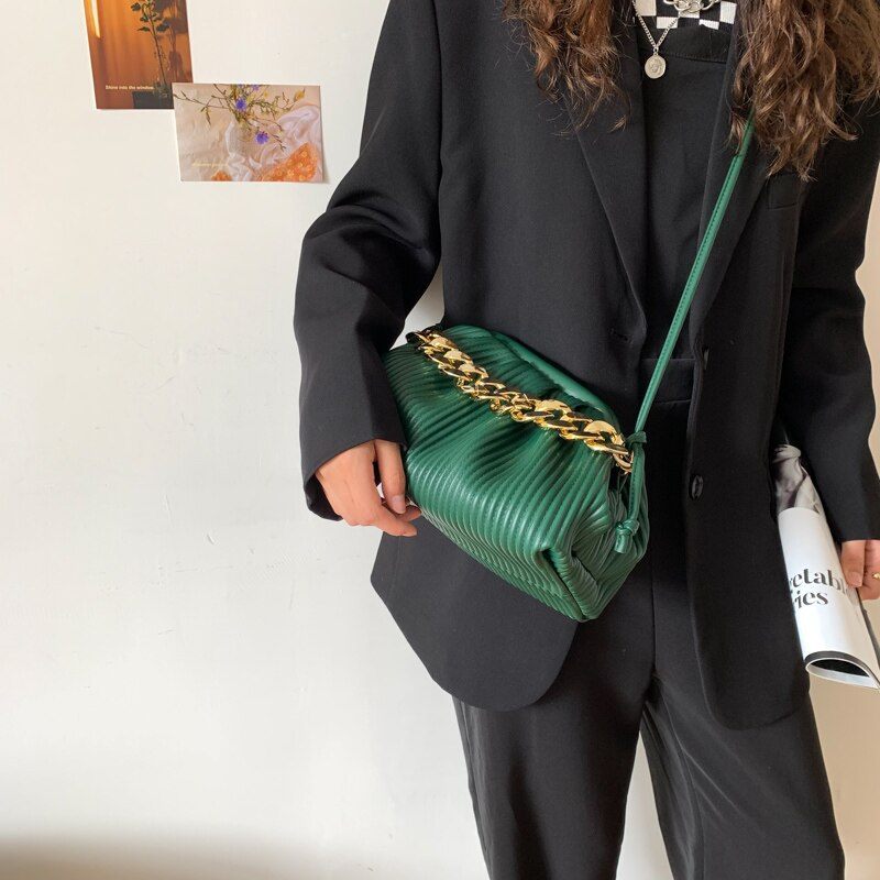 Eimy Crossbody-handväska Med Tjock Kedja För Kvinnor - Stor Grön