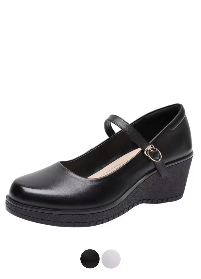 Elaine Dam Ankel Strap Wedges Pumps