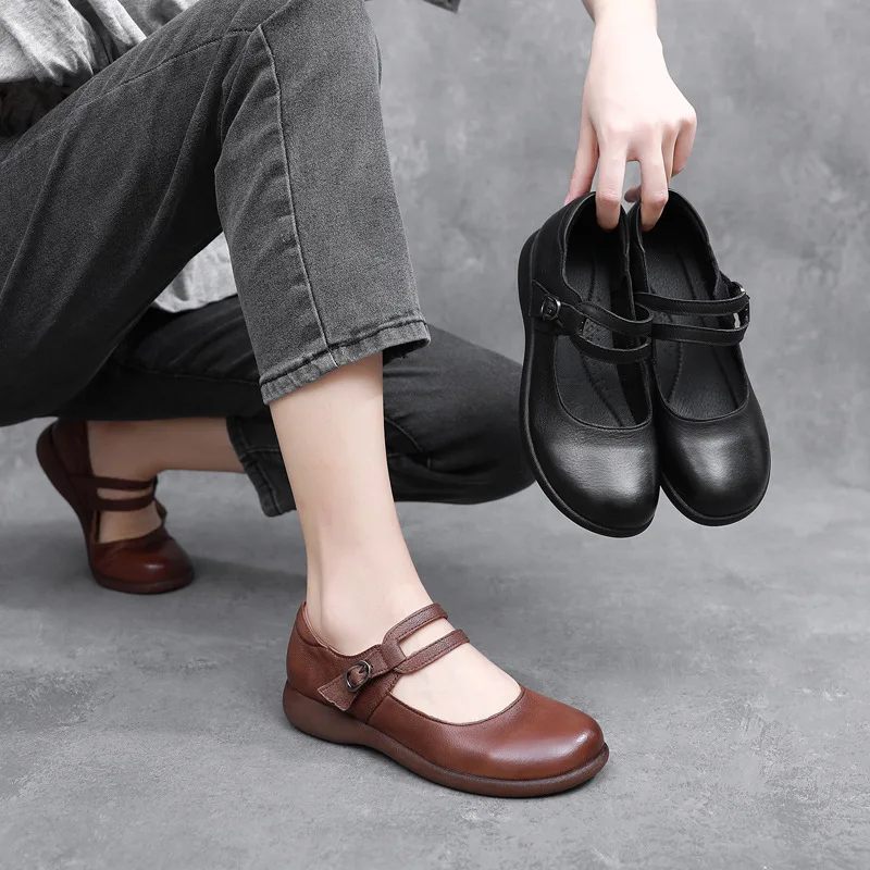 Elida Dam Leather Flats Loafer - Brun