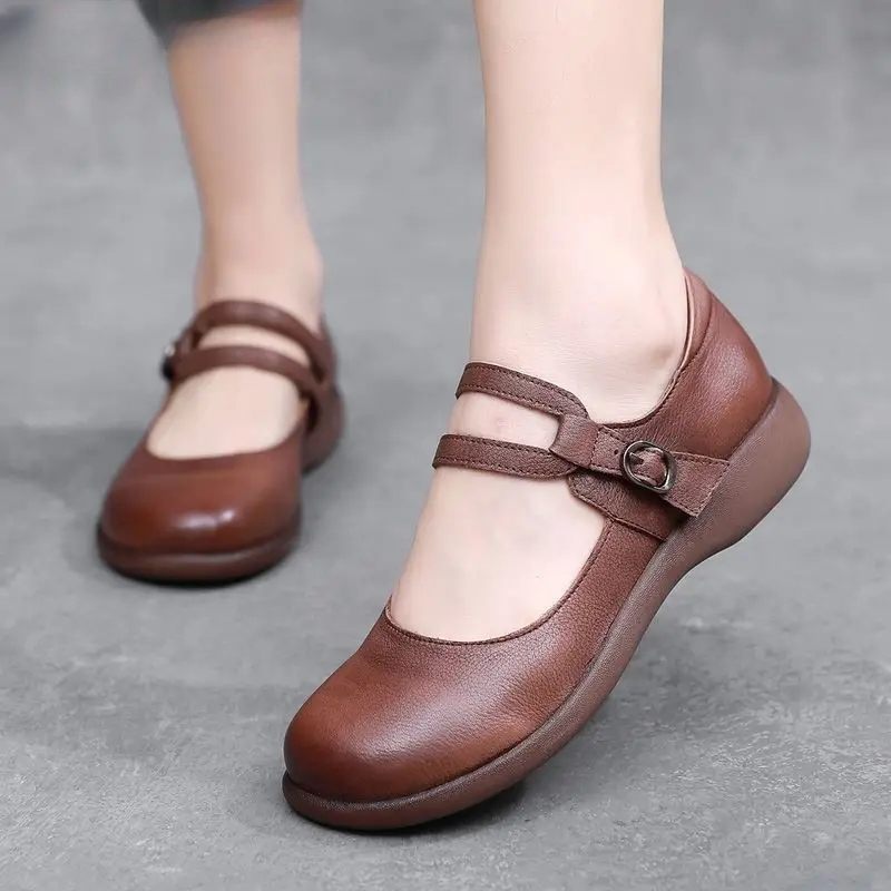 Elida Dam Leather Flats Loafer - Brun