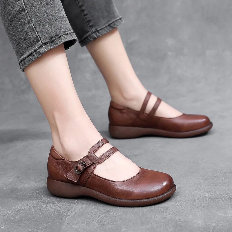 Elida Dam Leather Flats Loafer - Brun