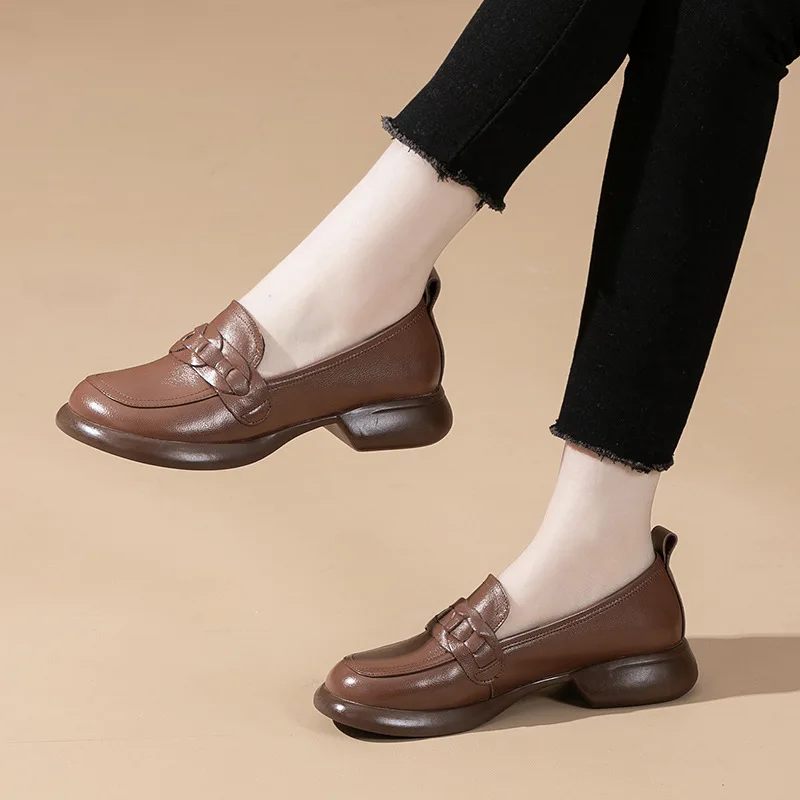 Elsa Läder Loafers För Kvinnor - Brun
