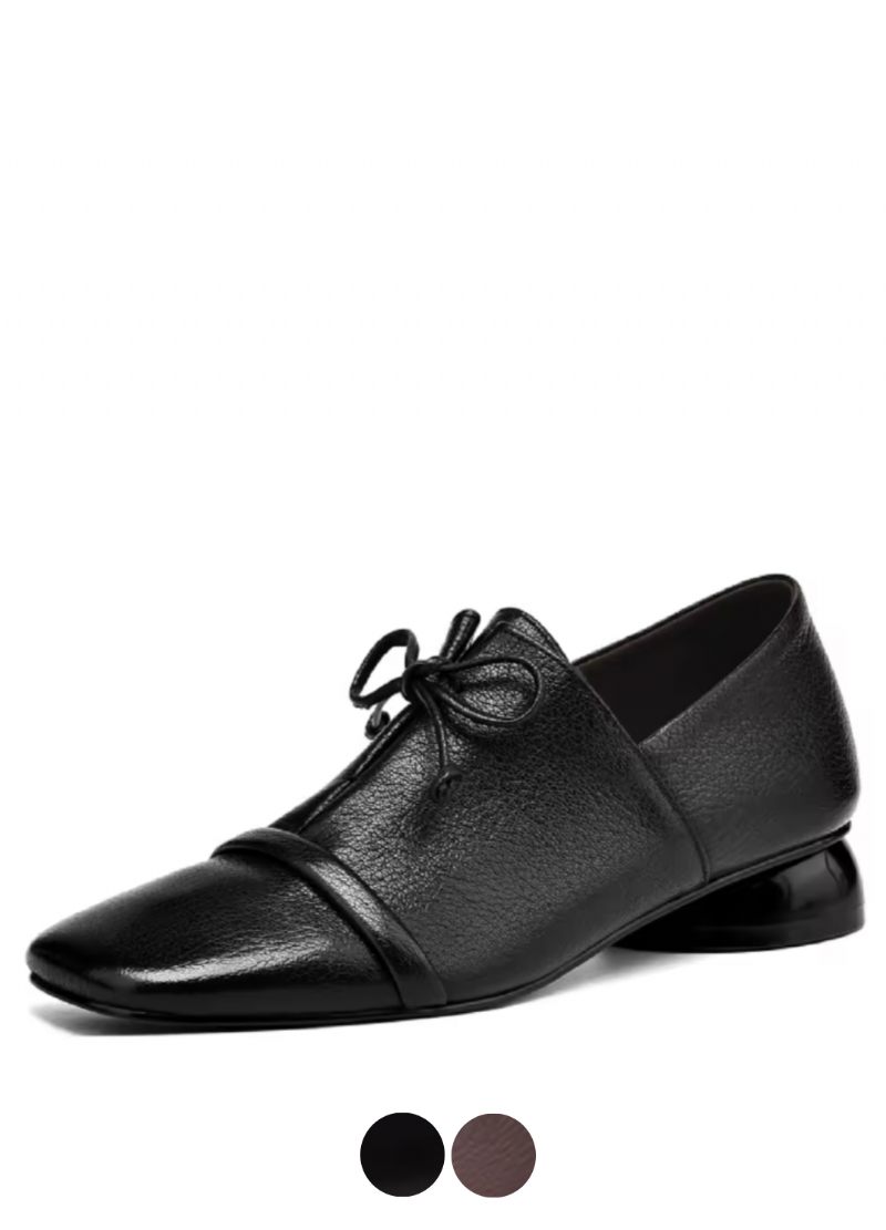 Elsi Kvinnor Leather Square Toe Loafers