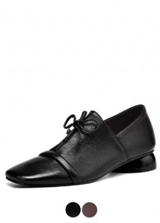 Elsi Kvinnor Leather Square Toe Loafers