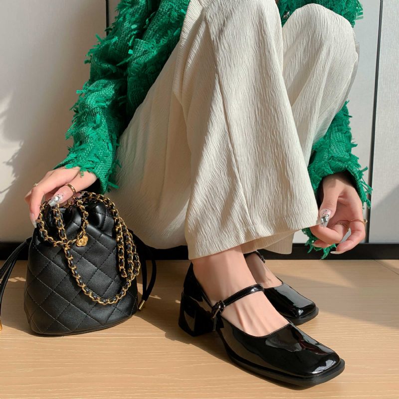 Elsy Dam Spänne Strap Elegant Pumps Skor - Svart