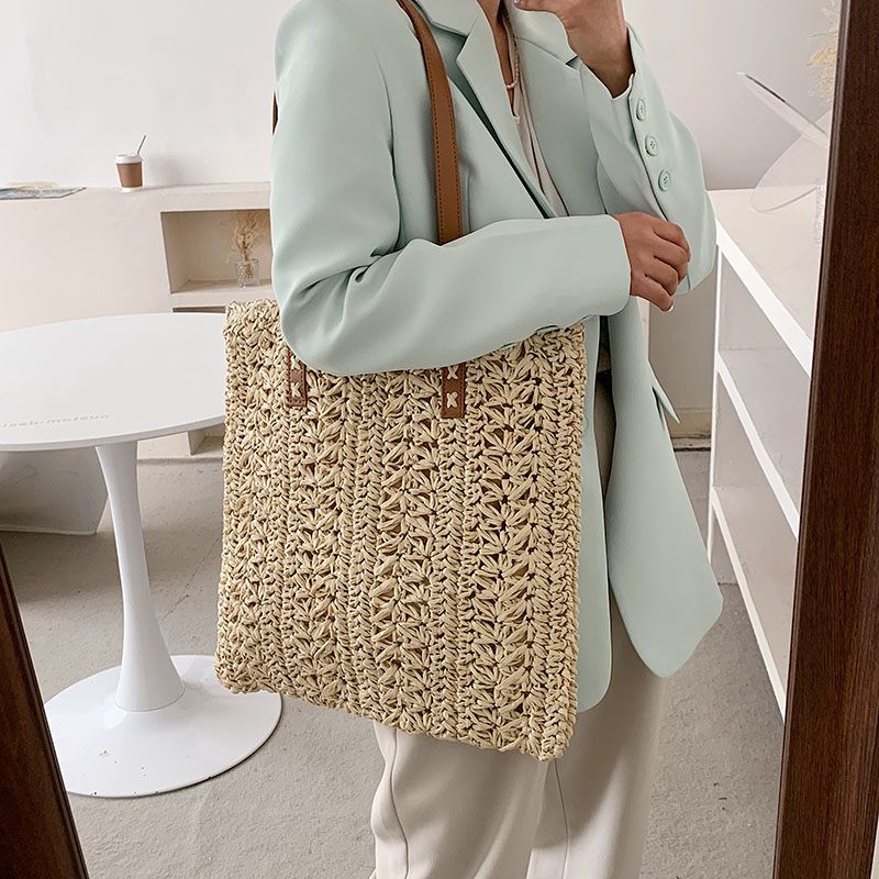 Elsy Sommarhalmhandväska För Kvinnor - Beige