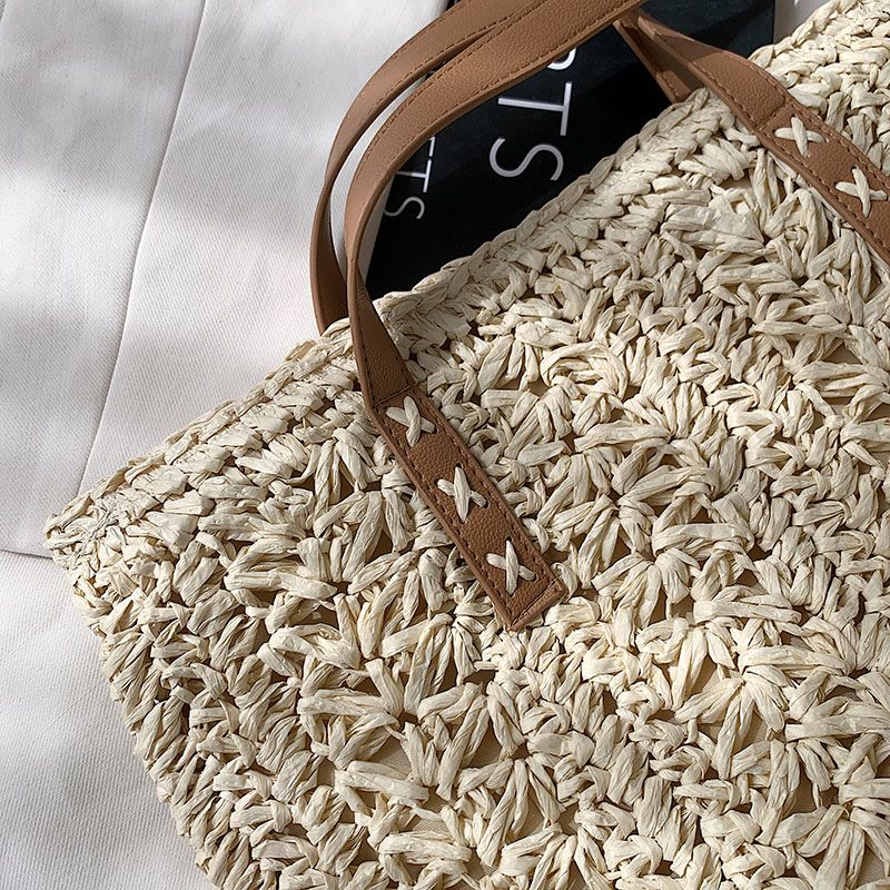 Elsy Sommarhalmhandväska För Kvinnor - Beige