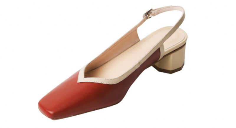 Emilia Sandal I Läder Med Fyrkantig Tå För Kvinnor - Beige